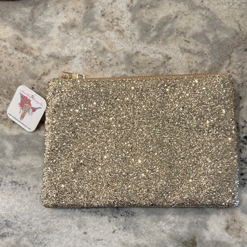 NWT Glittery Gold Clutch